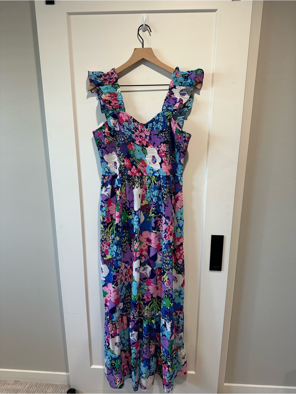 Chic Soul Floral Wide Leg Jumpsuit Smocked Ruffle Straps Plus 2X